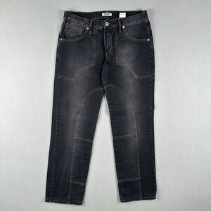 Y2K Moschino Jeans Men's US 32 Black Denim Panel Straight Leg Biker Motorcycle